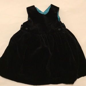 BabyGAP black velvet w/teal lining dress